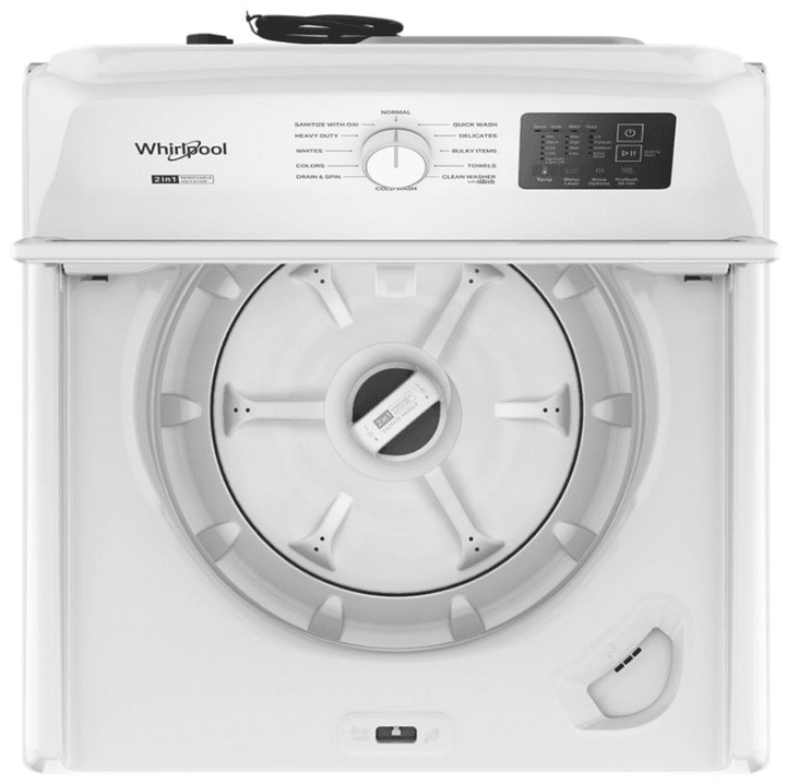 Whirlpool WTW4307SW 4.2–4.3 Cu. Ft. Top Load Washer with 2-in-1 Removable Agitator, Soft Close Glass Lid, White
